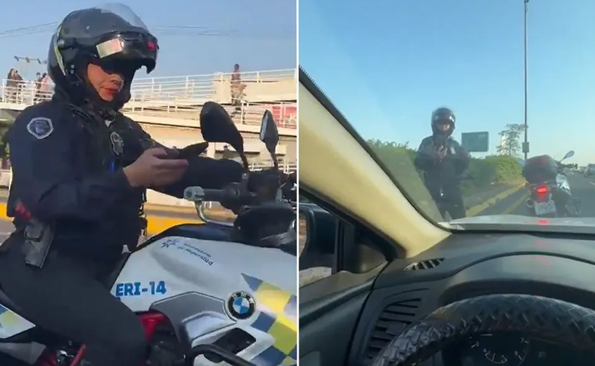 Hombre graba a policía vial usando su celular mientras maneja y él termina multado… ¡Por hacer lo mismo!